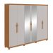 Guarda-Roupa Casal com Espelho e Pés Suavitá 6 Portas 6 Gavetas Amêndoa Clean e Off White