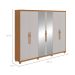 Guarda-Roupa Casal com Espelho e Pés Suavitá 6 Portas 6 Gavetas Amêndoa Clean e Off White