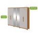 Guarda-Roupa Casal com Espelho e Pés Suavitá 6 Portas 6 Gavetas Amêndoa Clean e Off White