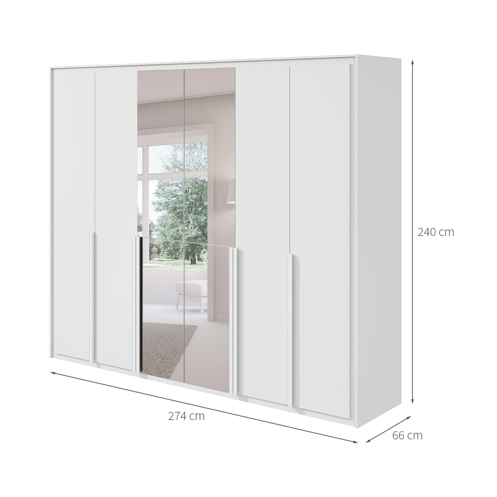 Guarda-Roupa Casal com Espelho e Sapateiro Imperatore 6 Portas 6 Gavetas Branco