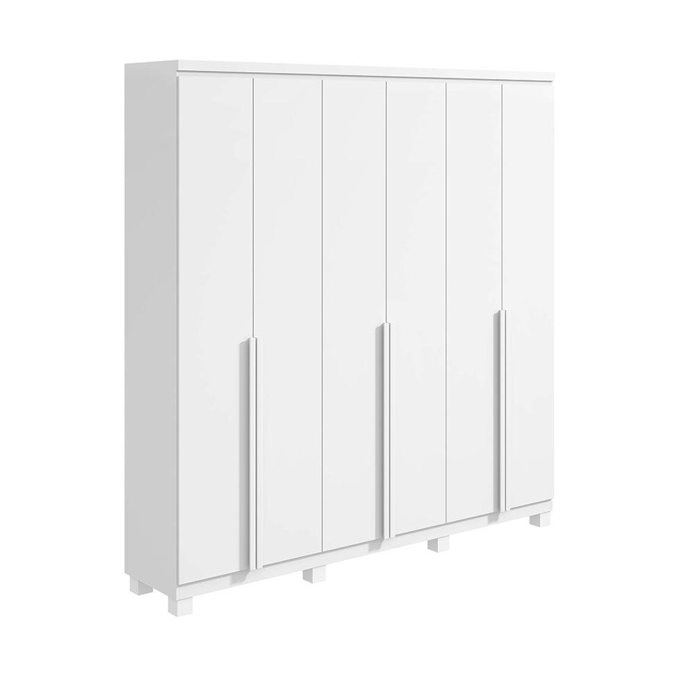 Guarda-Roupa Casal com Pés Alonzo 6 Portas 4 Gavetas Branco