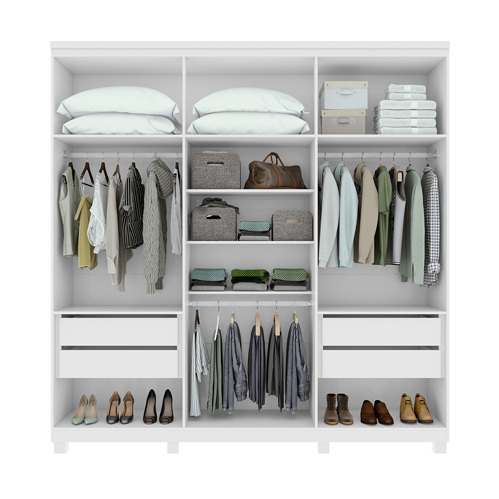 Guarda-Roupa Casal com Pés Alonzo 6 Portas 4 Gavetas Branco