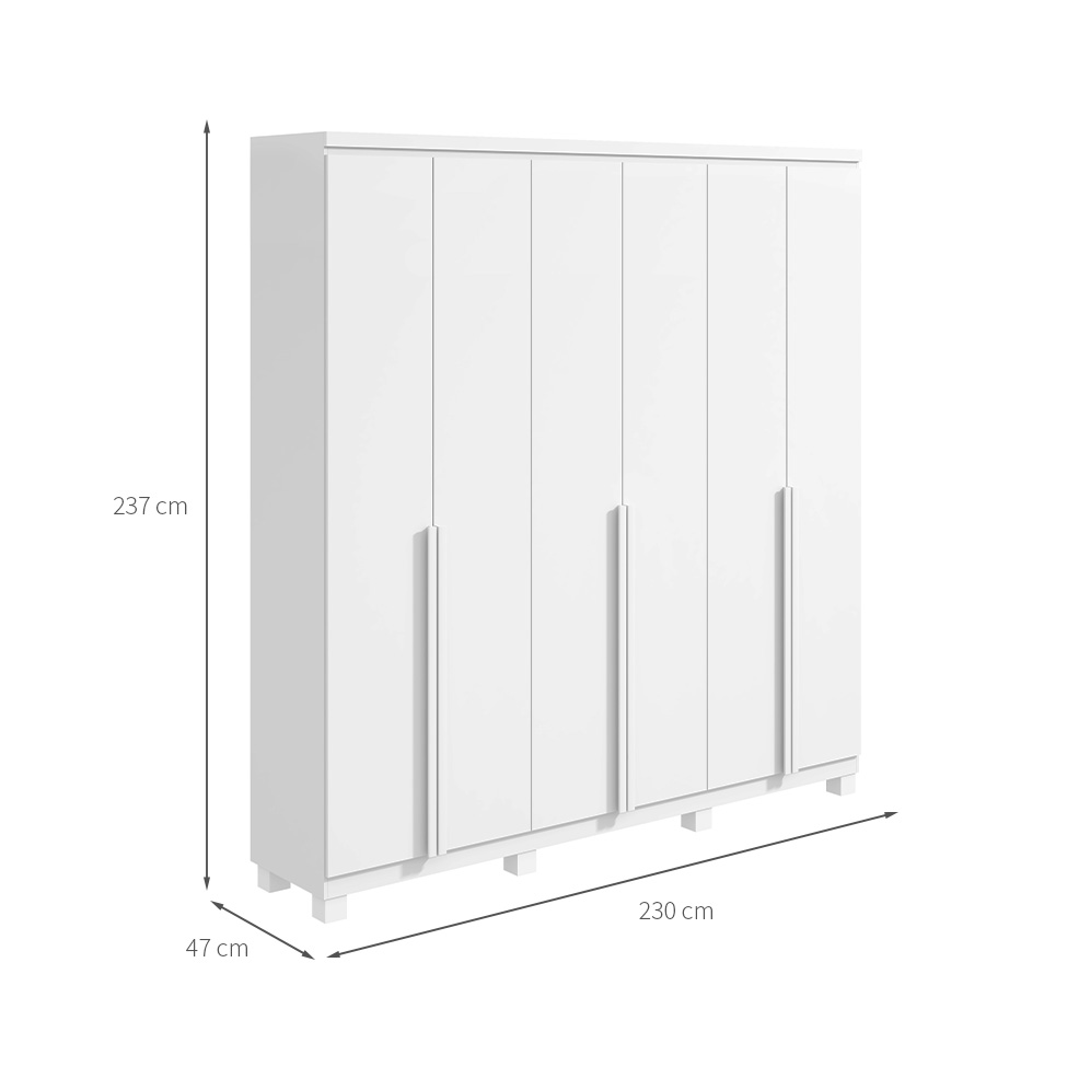 Guarda-Roupa Casal com Pés Alonzo 6 Portas 4 Gavetas Branco