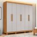 Guarda-Roupa Casal com Pés Andara 6 Portas 2 Gavetas Amêndoa Clean e Off White