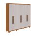 Guarda-Roupa Casal com Pés Áries 6 Portas 5 Gavetas Amêndoa Clean e Off White