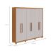 Guarda-Roupa Casal com Pés Áries 6 Portas 5 Gavetas Amêndoa Clean e Off White