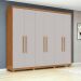 Guarda-Roupa Casal com Pés Áries 6 Portas 5 Gavetas Amêndoa Clean e Off White
