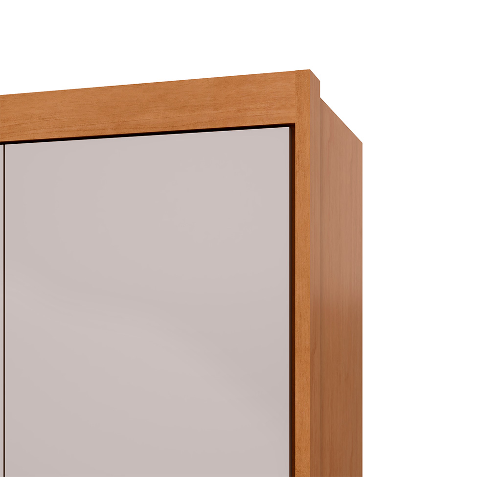 Guarda-Roupa Casal com Pés Áries 6 Portas 5 Gavetas Amêndoa Clean e Off White