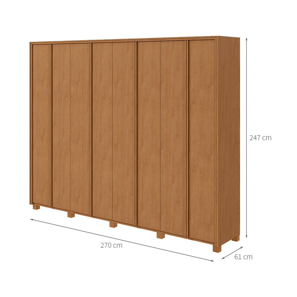 Guarda-Roupa Casal com Pés Ergon 8 Portas 6 Gavetas Amêndoa Clean