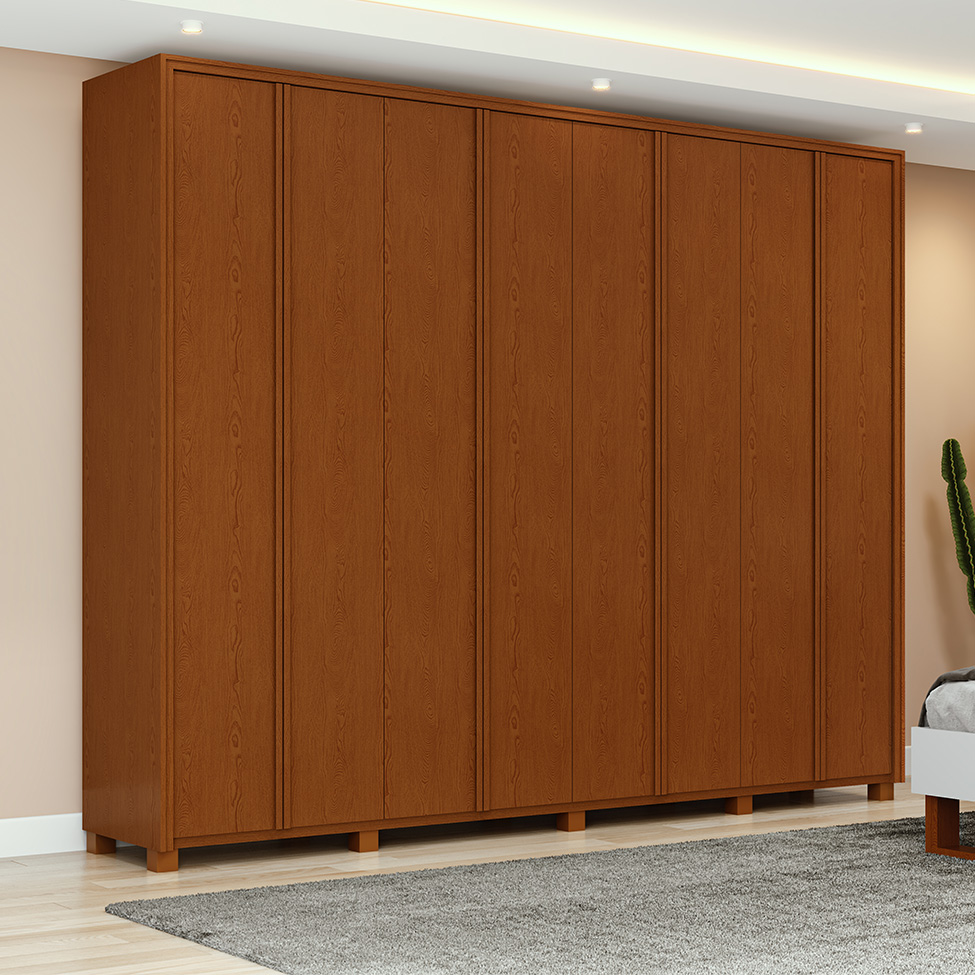 Guarda-Roupa Casal com Pés Ergon 8 Portas 6 Gavetas Frassino
