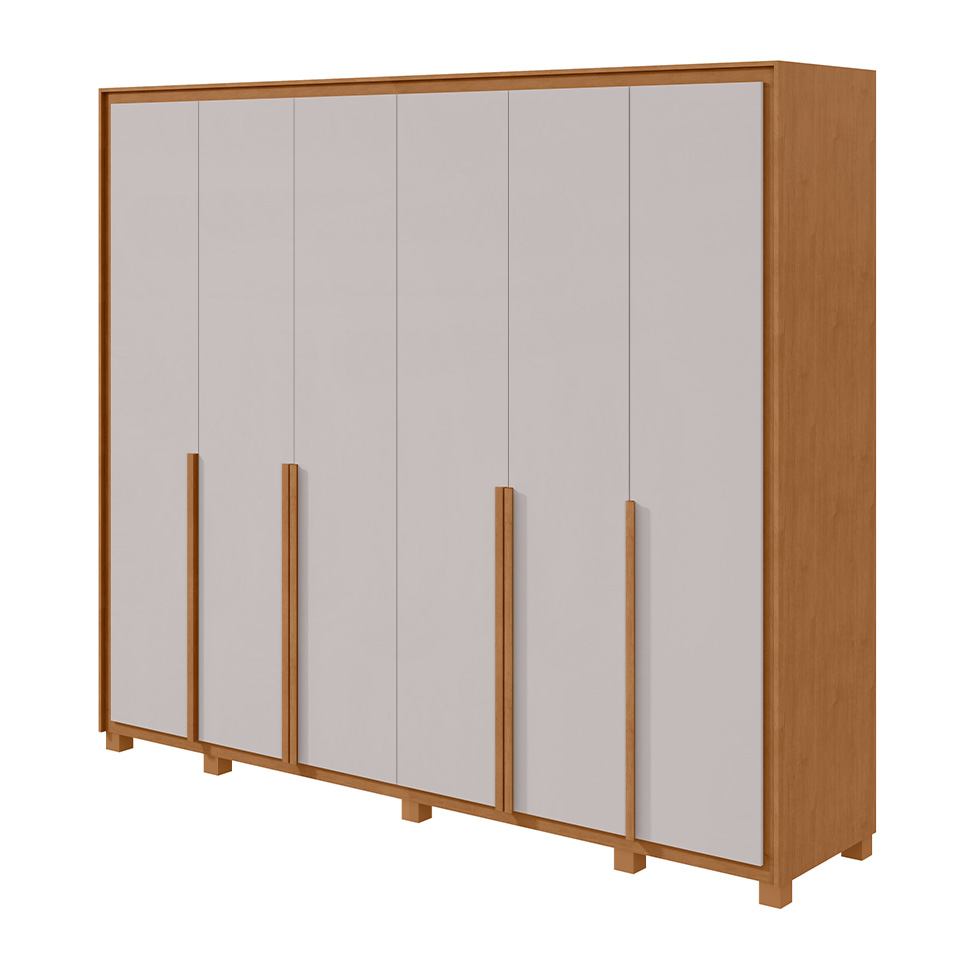 Guarda-Roupa Casal com Pés Imperatore 6 Portas 6 Gavetas Amêndoa Clean e Off White