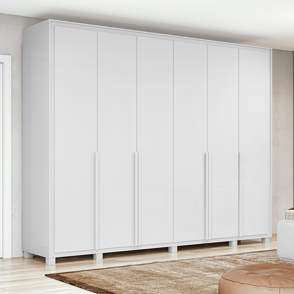 Guarda-Roupa Casal com Pés Imperatore 6 Portas 6 Gavetas Branco