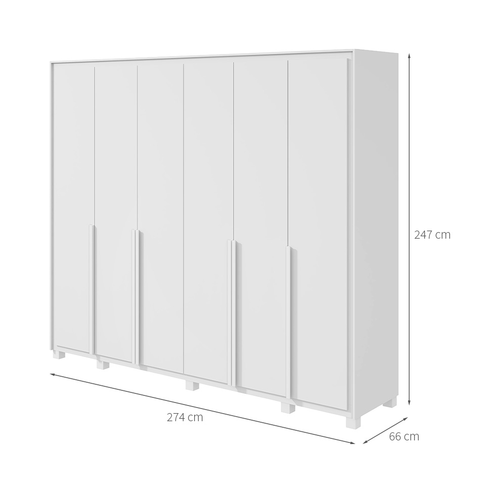Guarda-Roupa Casal com Pés Imperatore 6 Portas 6 Gavetas Branco