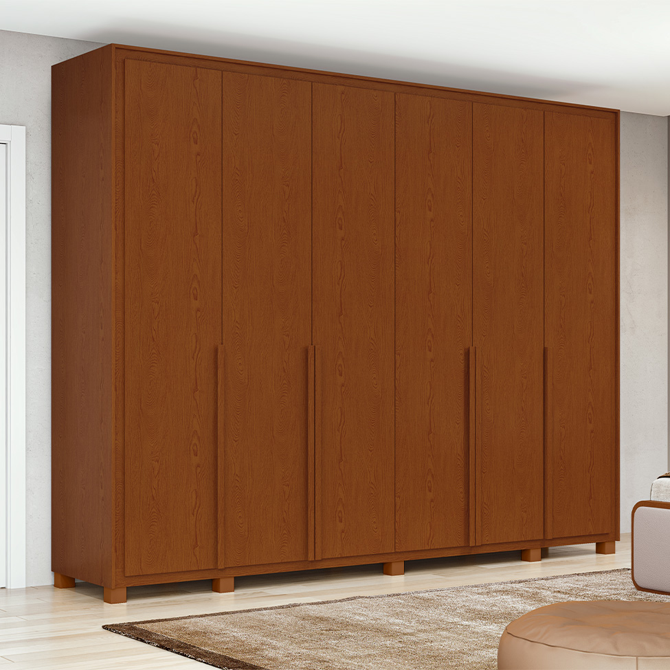 Guarda-Roupa Casal com Pés Imperatore 6 Portas 6 Gavetas Frassino