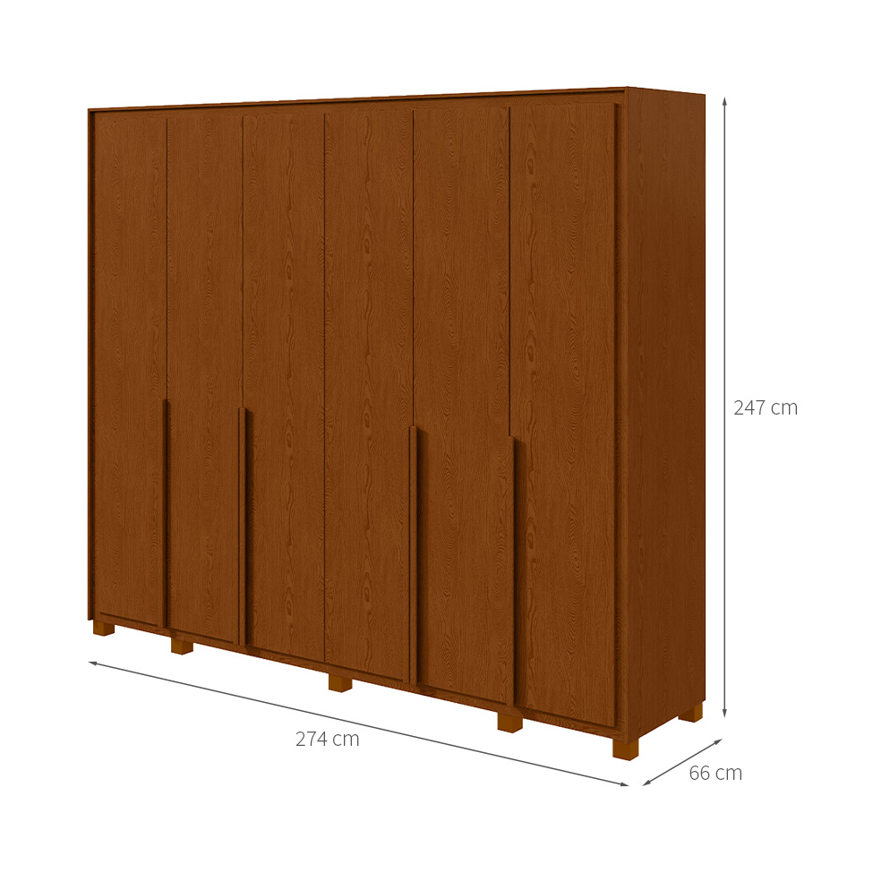 Guarda-Roupa Casal com Pés Imperatore 6 Portas 6 Gavetas Frassino
