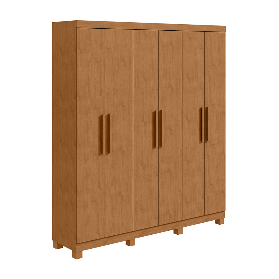 Guarda-Roupa Casal com Pés Jazz 6 Portas 3 Gavetas Amêndoa Clean