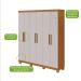 Guarda-Roupa Casal com Pés Jazz 6 Portas 3 Gavetas Amêndoa Clean e Off White