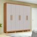 Guarda-Roupa Casal com Pés Jazz 6 Portas 3 Gavetas Amêndoa Clean e Off White