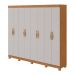 Guarda-Roupa Casal com Pés Serenata 8 Portas 6 Gavetas Amêndoa Clean e Off White