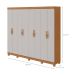 Guarda-Roupa Casal com Pés Serenata 8 Portas 6 Gavetas Amêndoa Clean e Off White