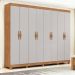 Guarda-Roupa Casal com Pés Serenata 8 Portas 6 Gavetas Amêndoa Clean e Off White