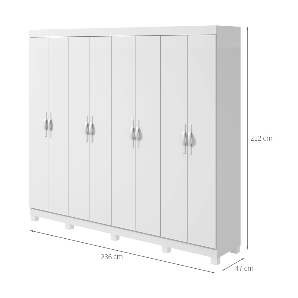 Guarda-Roupa Casal com Pés Serenata 8 Portas 6 Gavetas Branco