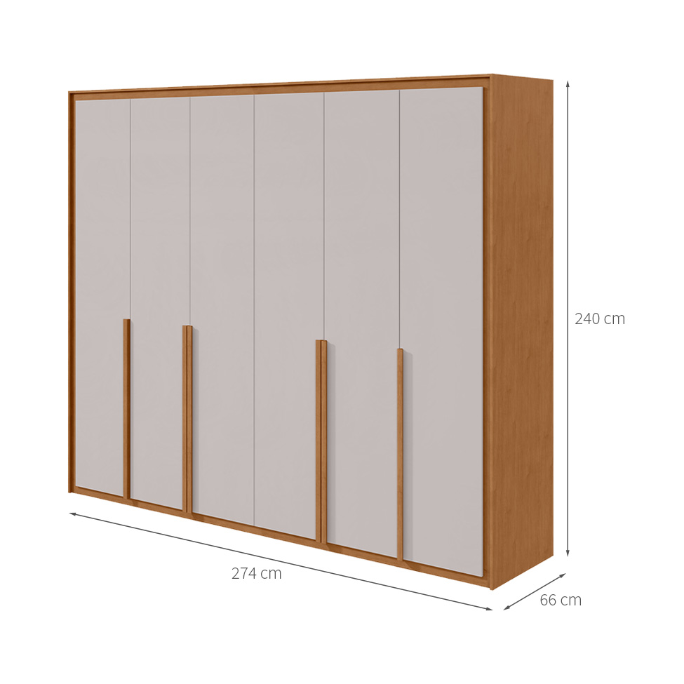 Guarda-Roupa Casal com Sapateiro Imperatore 6 Portas 6 Gavetas Amêndoa Clean e Off White