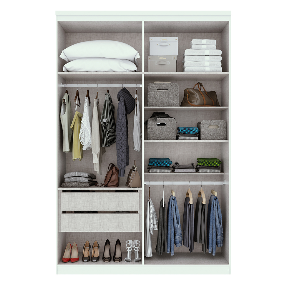 Guarda-Roupa Solteiro Alonzo 4 PT 2 GV Branco