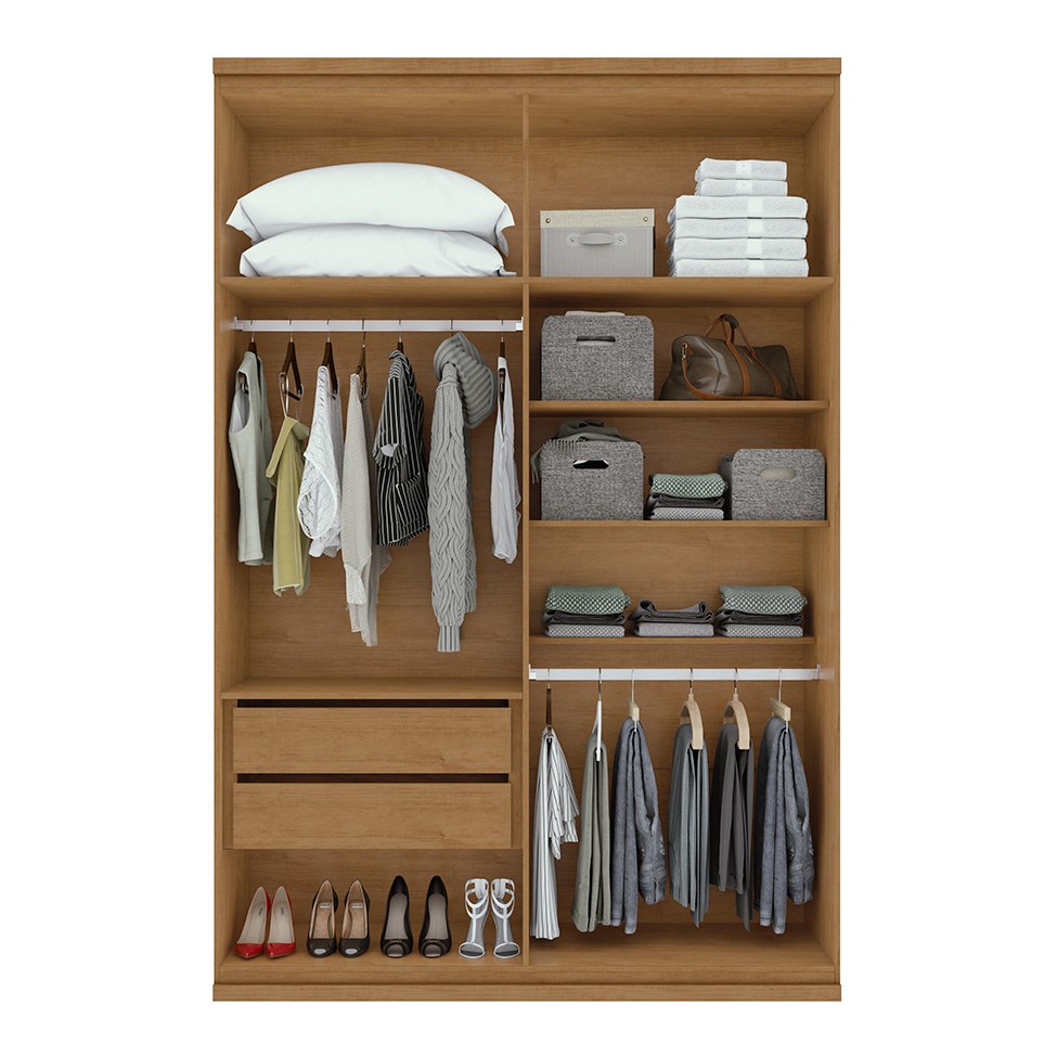 Guarda-Roupa Solteiro Alonzo 4 Portas 2 Gavetas Amêndoa