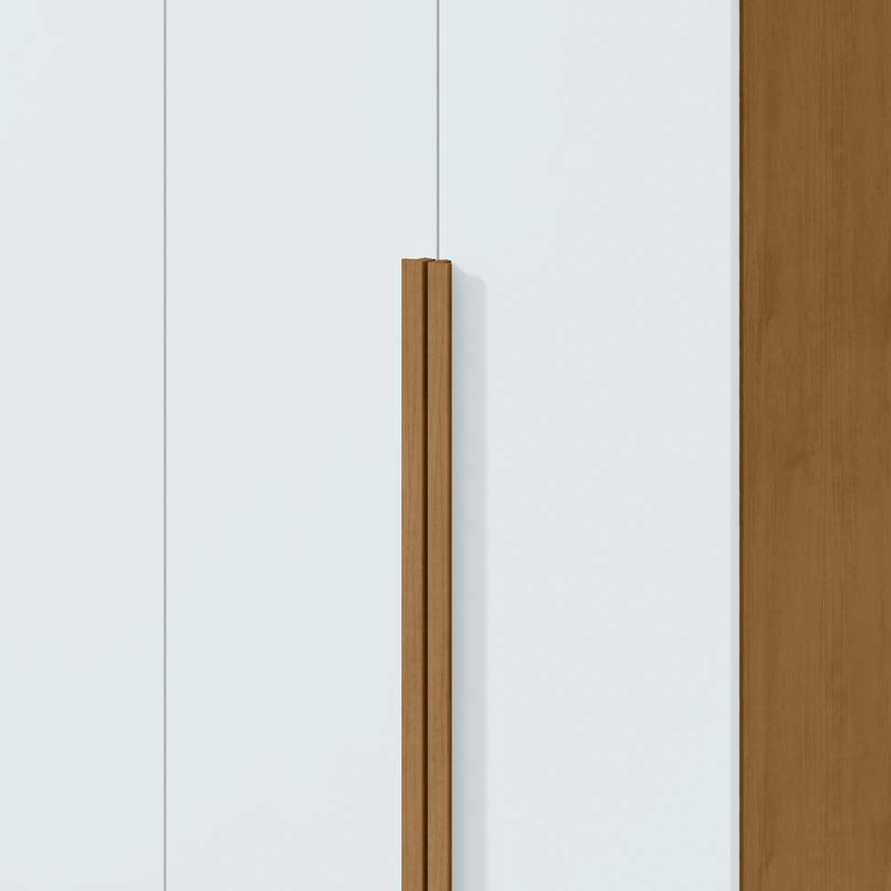 Guarda-Roupa Solteiro Alonzo 4 Portas 2 Gavetas Amêndoa e Branco