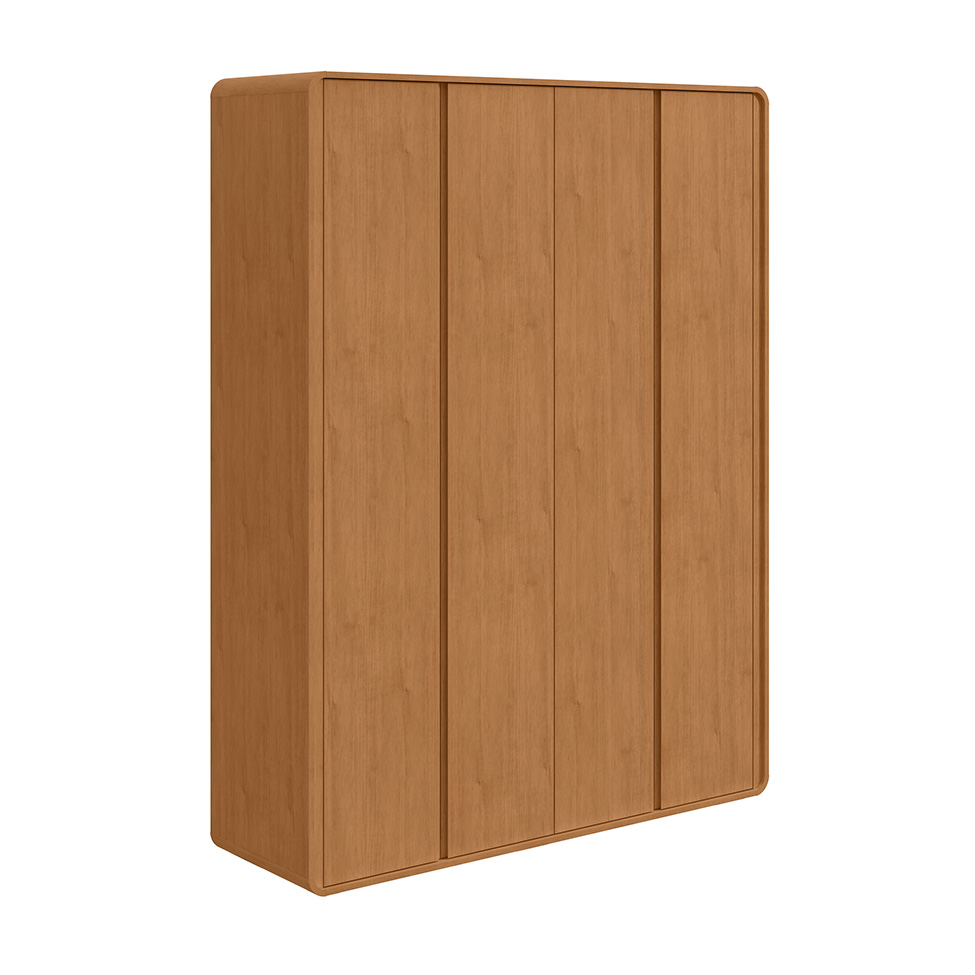Guarda-Roupa Solteiro Loop 4 Portas 3 Gavetas Amêndoa Clean