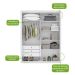 Guarda-Roupa Solteiro Loop 4 Portas 3 Gavetas Branco