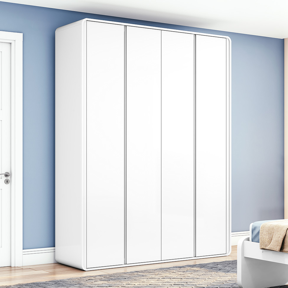 Guarda-Roupa Solteiro Loop 4 Portas 3 Gavetas Branco