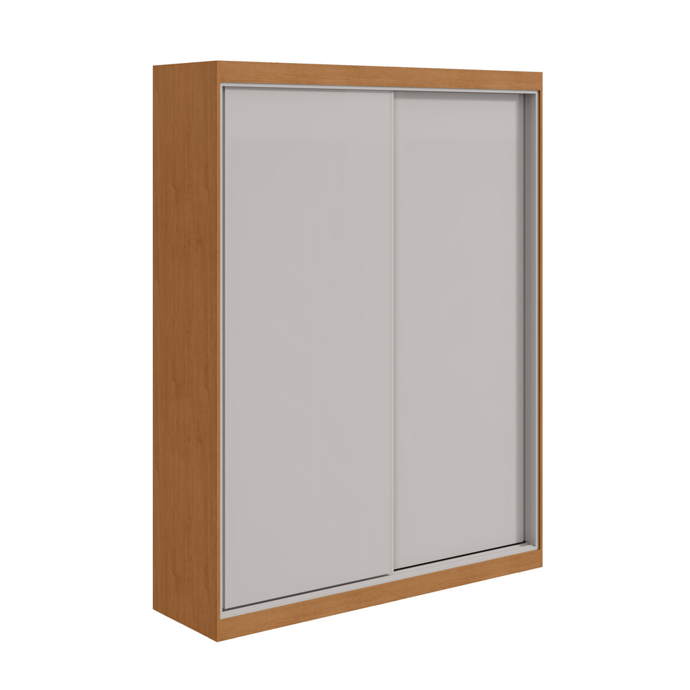Guarda-Roupa Solteiro Quadrix 2 Portas 2 Gavetas Amêndoa Clean e Off White