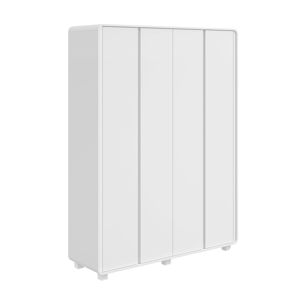 Guarda-Roupa Solteiro com Pés Loop 4 Portas 3 Gavetas Amêndoa Clean e Off White