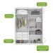 Guarda-Roupa Solteiro com Pés Loop 4 Portas 3 Gavetas Amêndoa Clean e Off White