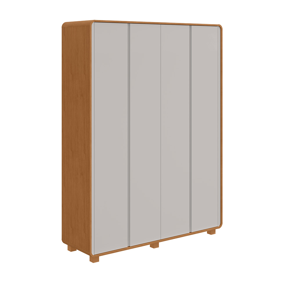 Guarda-Roupa Solteiro com Pés Loop 4 Portas 3 Gavetas Branco