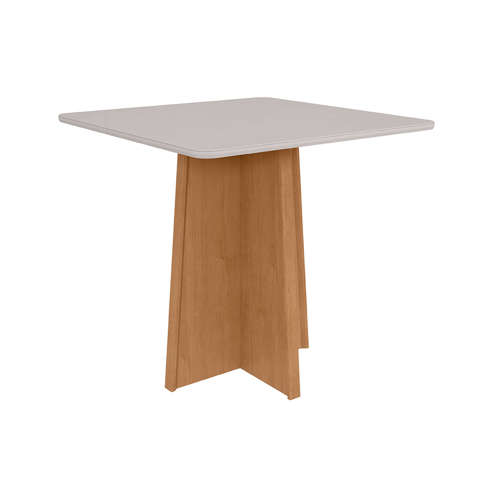 Mesa de Jantar Quadrada com Tampo MDF Celebrare Amêndoa Clean e Off White 90 cm