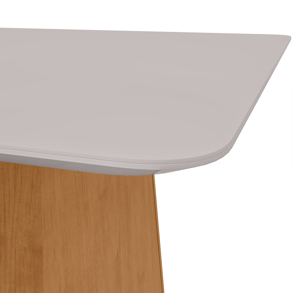 Mesa de Jantar Quadrada com Tampo de Vidro Nevada Plus Amêndoa Clean e Off White 130 cm