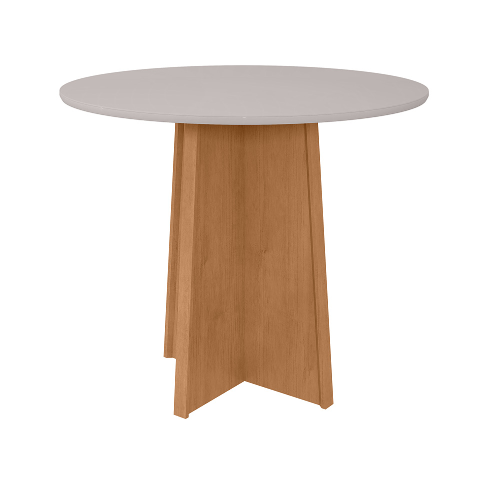 Mesa de Jantar Redonda com Tampo Celebrare Amêndoa Clean e Off White 100 cm