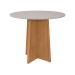 Mesa de Jantar Redonda com Tampo de Vidro Celebrare Amêndoa Clean e Off White 100 cm