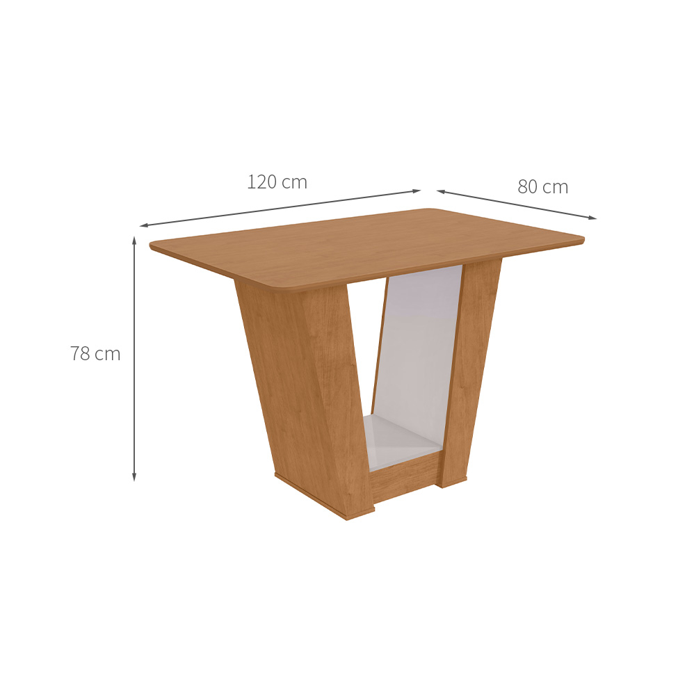Mesa de Jantar Retangular com Tampo MDF Apogeu Amêndoa Clean 120 cm