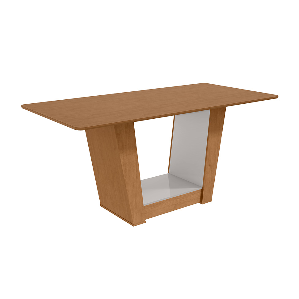 Mesa de Jantar Retangular com Tampo MDF Apogeu Amêndoa Clean e Off White 170 cm