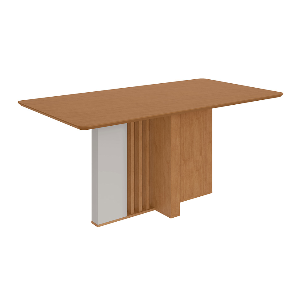 Mesa de Jantar Retangular com Tampo MDF Astrid Amêndoa Clean e Off White 170 cm