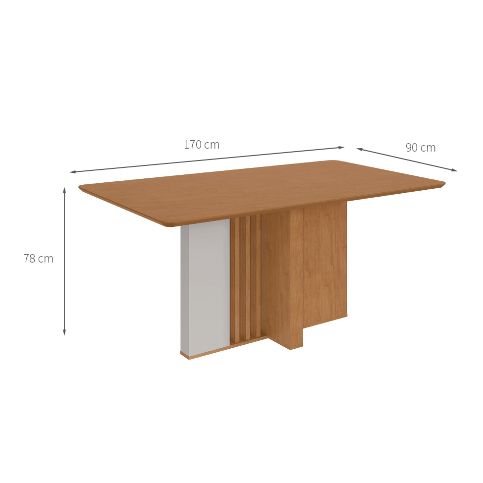 Mesa de Jantar Retangular com Tampo MDF Astrid Amêndoa Clean e Off White 170 cm