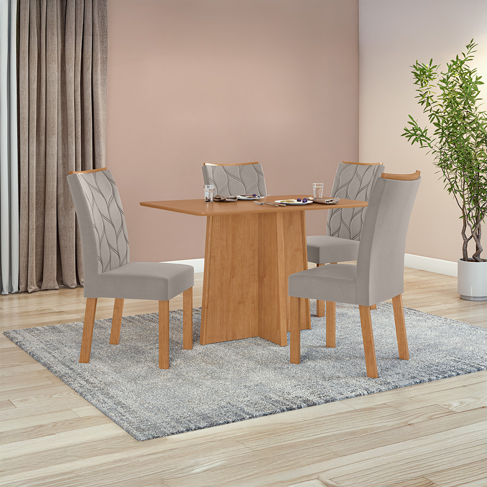 Mesa de Jantar Retangular com Tampo MDF Celebrare Amêndoa Clean 120 cm