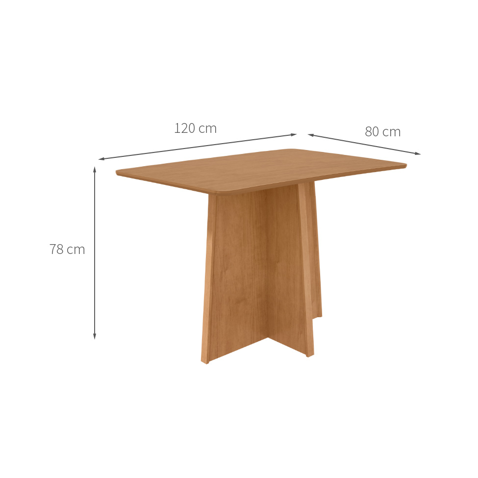 Mesa de Jantar Retangular com Tampo MDF Celebrare Amêndoa Clean 120 cm