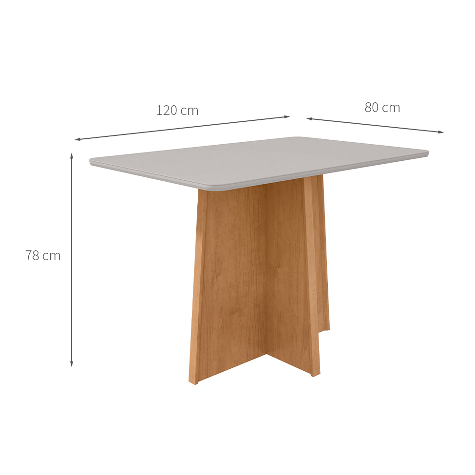 Mesa de Jantar Retangular com Tampo MDF Celebrare Amêndoa Clean e Off White 120 cm