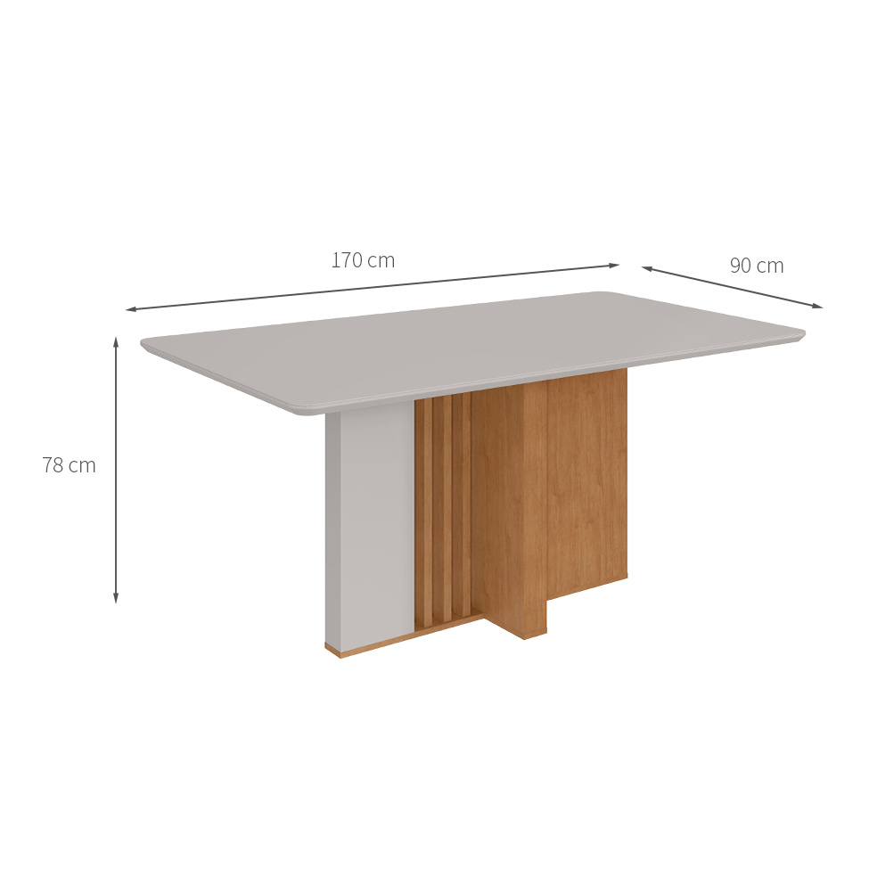 Mesa de Jantar Retangular com Tampo MDF Off White Astrid Amêndoa Clean 170 cm