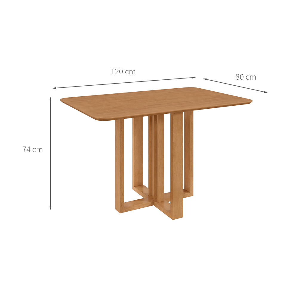 Mesa de Jantar Retangular com Tampo MDF Tessera Amêndoa Clean 120 cm